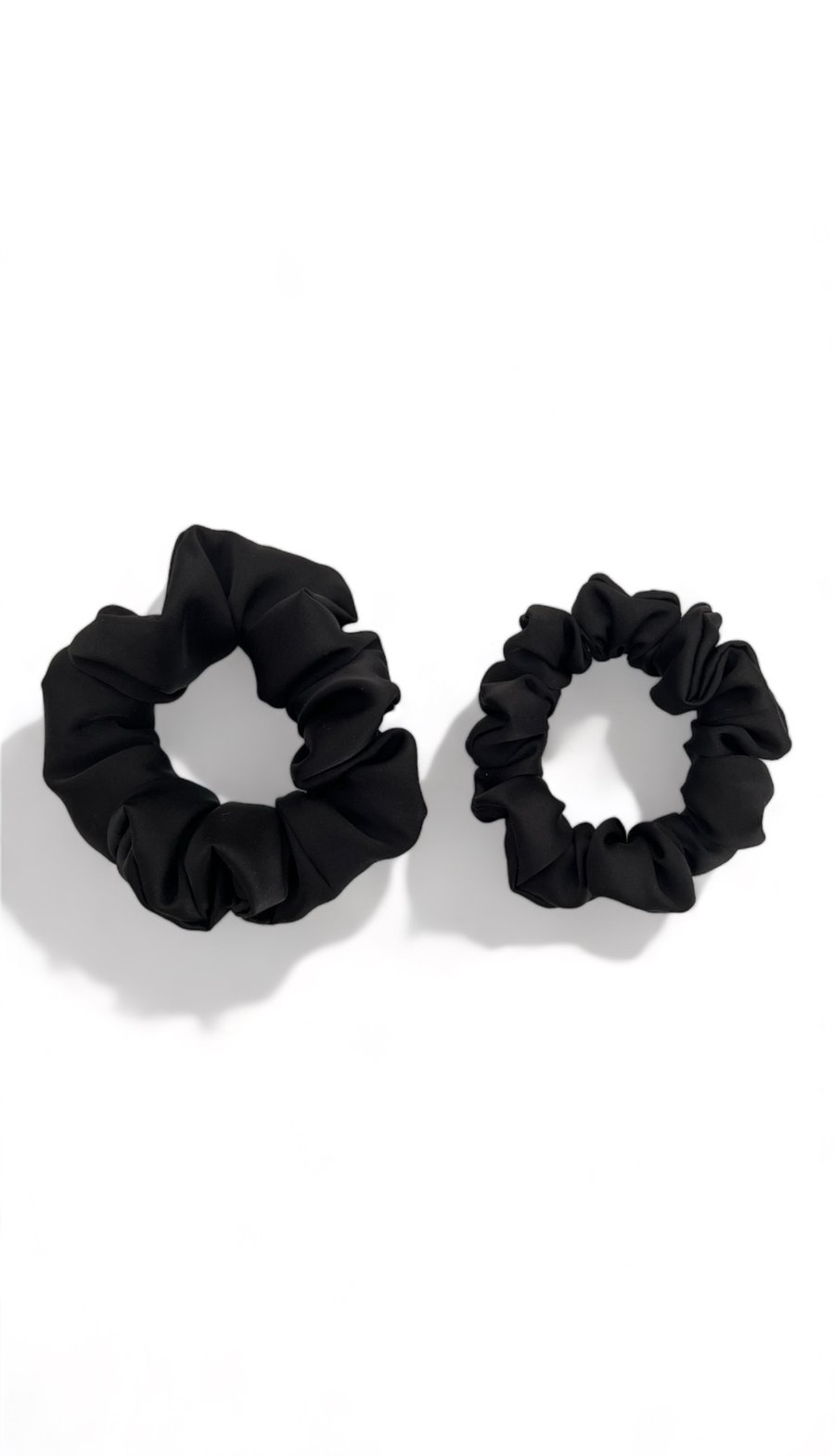 Set of 2 - Black Satin Scrunchies - Regular & Large