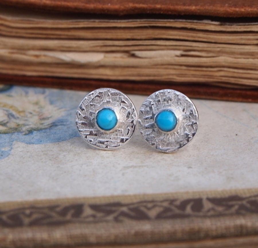 " SALE " Turquoise stud earrings, silver studs