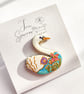 Hand-painted Swan Brooch