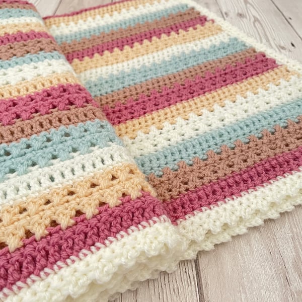 Pink Baby Blanket - Handmade - Crochet - New Baby Keepsake Gift