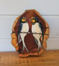 Wooden Plaque With Live Edge Depicting 2 Swallows Sitting On A Wire