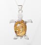 Silver Turtle Brooch with Opal Glass - Image 3