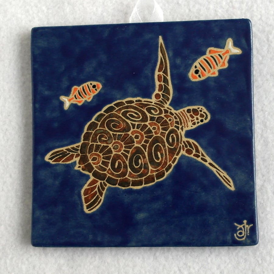 WP13 Wall plaque tile turtle picture