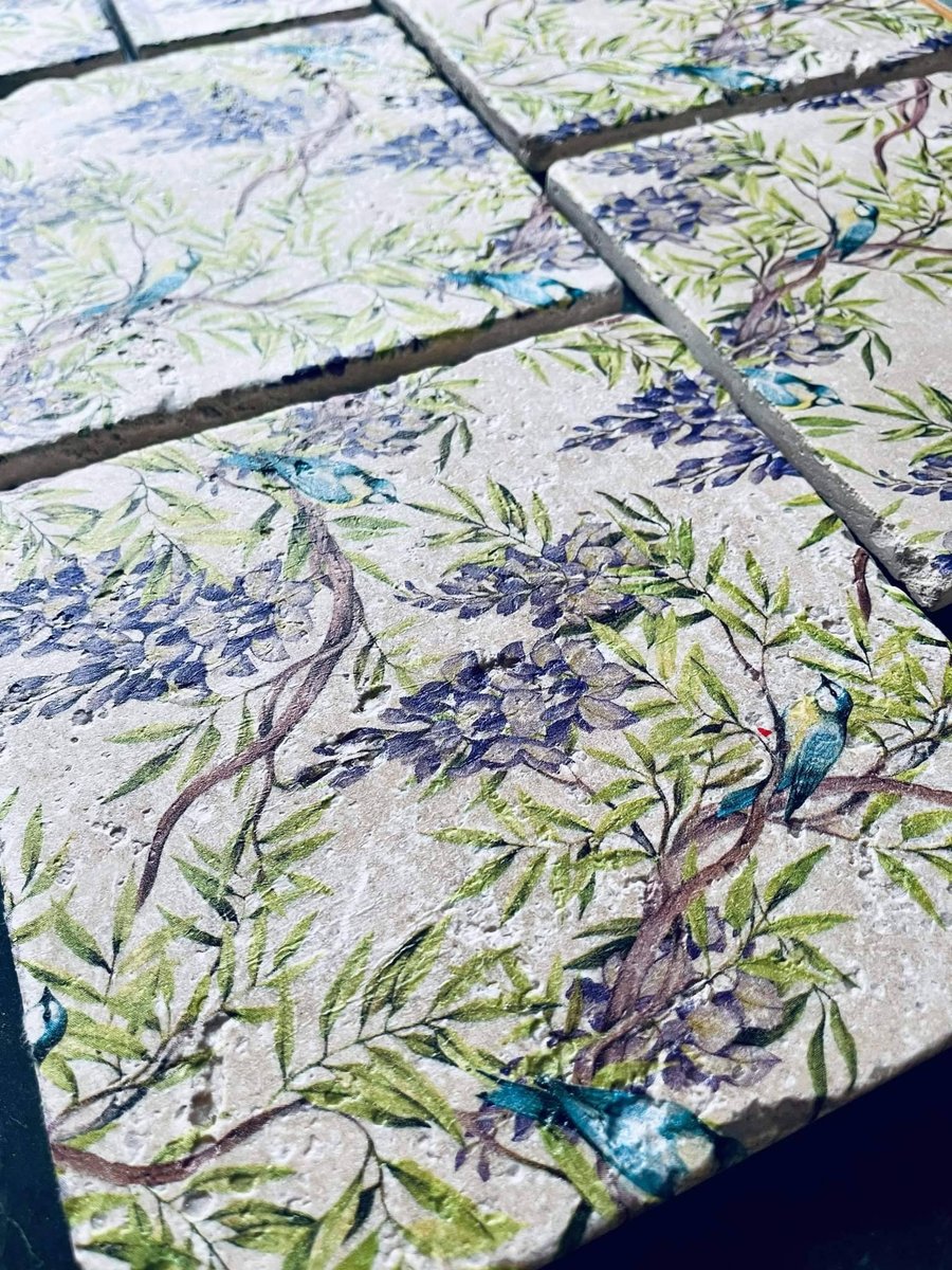 Handmade Stone placemat and coaster set Wisteria Natural stone placemats