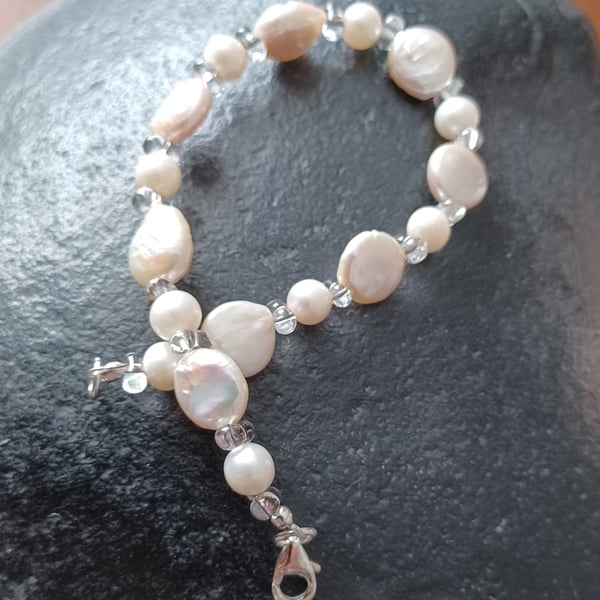 Pearl coin bracelet