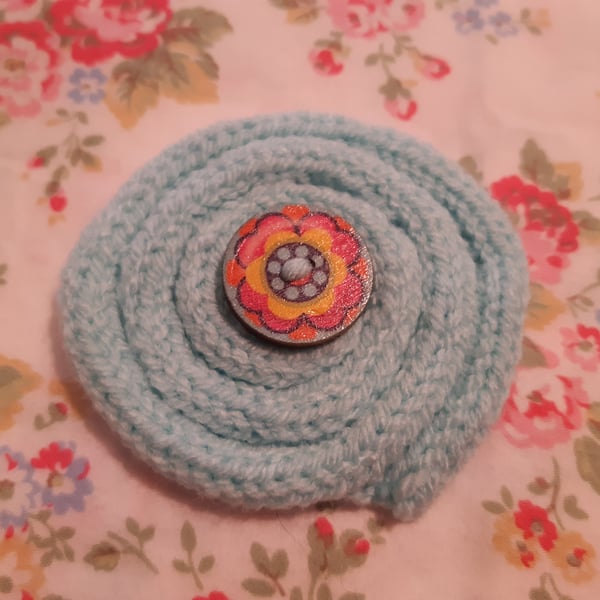 Turquoise Spiral Brooch