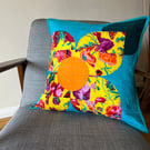 Large single flower on a square quilted cushion