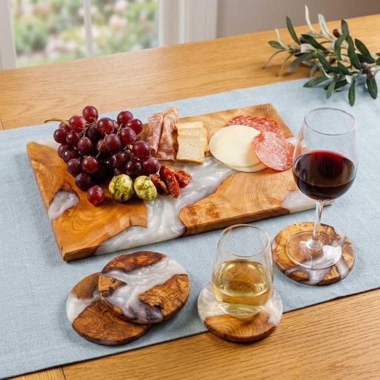Scottish Handcrafted Wood and White Resin Charcuterie Boards - Gift - Scotland