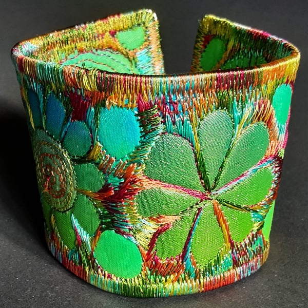 Textile - Cuff - with Free Machine Embroidery 