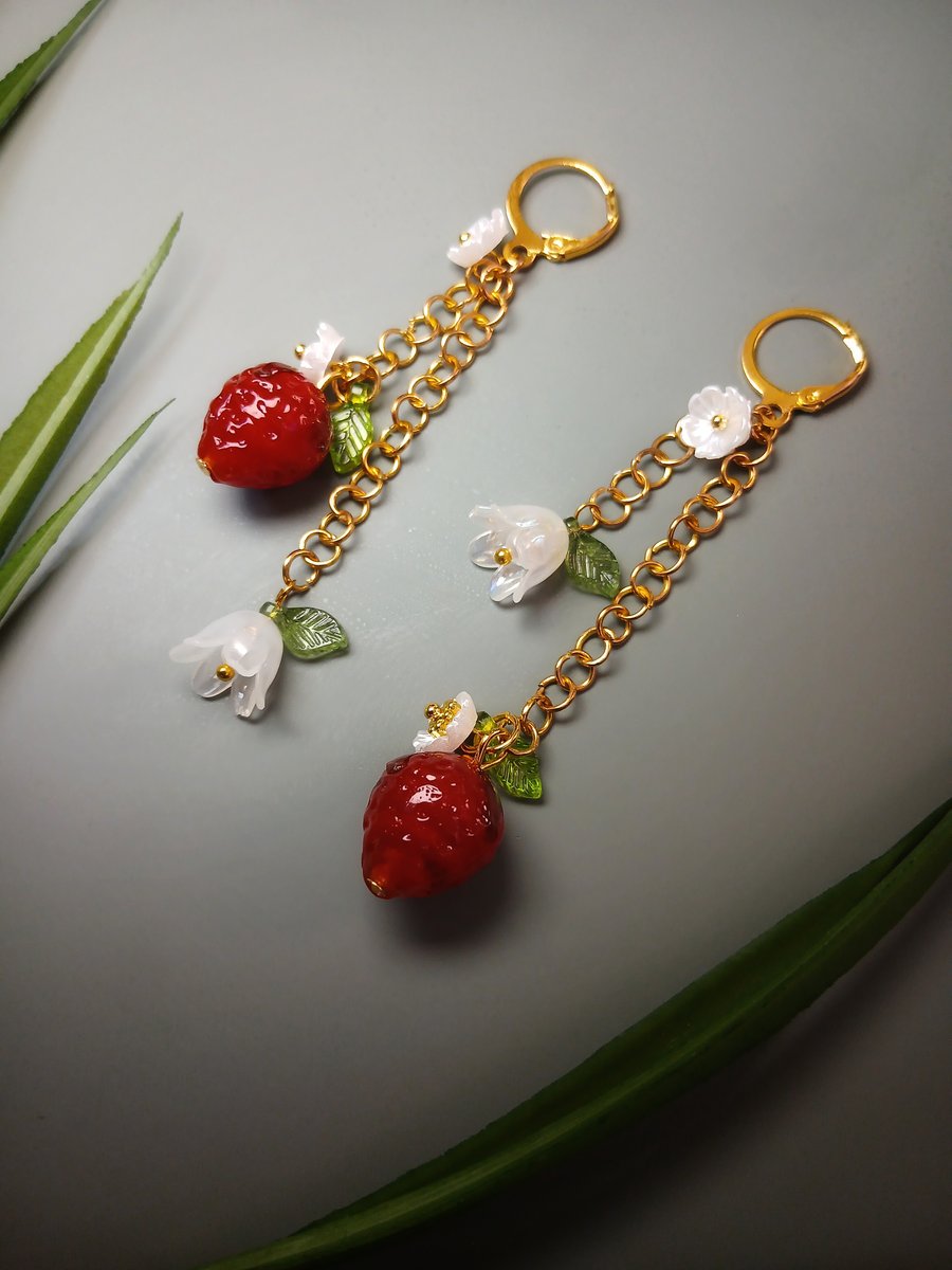 Wild Strawberry Bloom Earrings