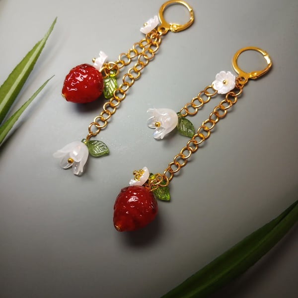 Wild Strawberry Bloom Earrings
