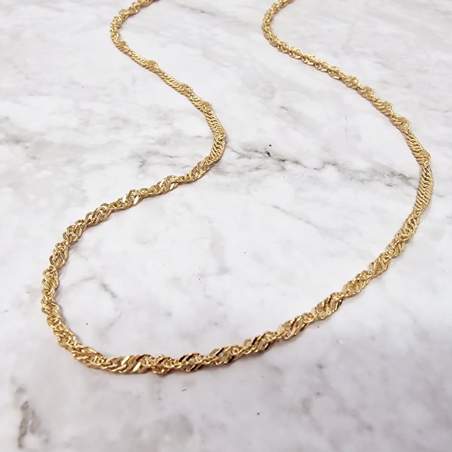 Twisted Rope Chain 18k Gold Plated Chain Layering Necklace Tarnish Free Jeweller
