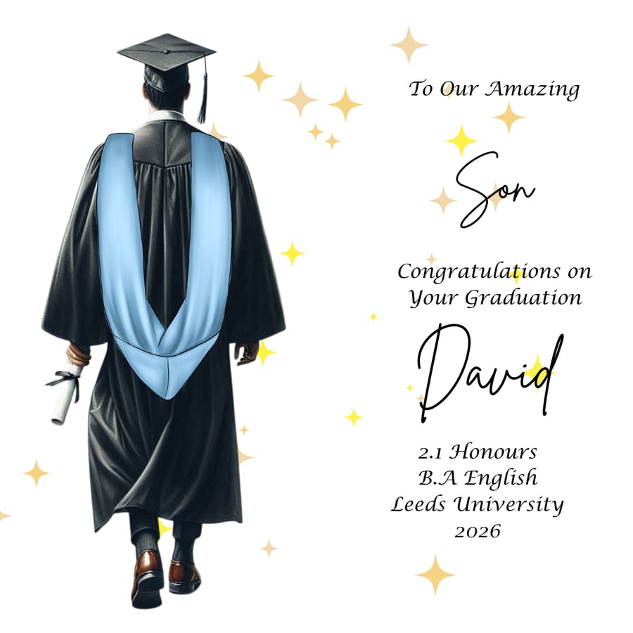Personalised Graduation Card for Son, Male, College Keepsake, Class of 2026 