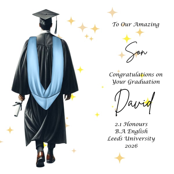 Personalised Graduation Card for Son, Male, College Keepsake, Class of 2026 
