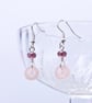 Pink button earrings with purple faceted beads - Image 5