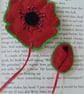 Hand Sewn Red and Green Felt Poppy Bookmark