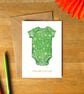 New Baby Greetings Card – Green Romper Spring Design
