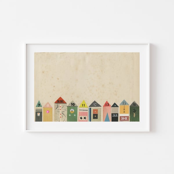 Coastal Art Print -Eclectic Beach Huts