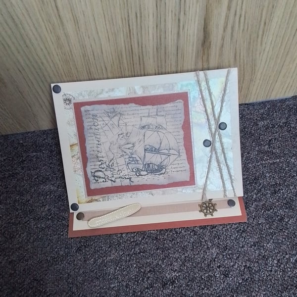Sailing Ship Birthday Card, Vintage Birthday, Male Birthday, Sea Birthday