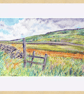 Framed Watercolour Impressionist Landscape Gate Overlooking Meadow  - Image 2