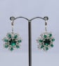 Emerald and Silver Beaded Crystal Earrings - Image 4
