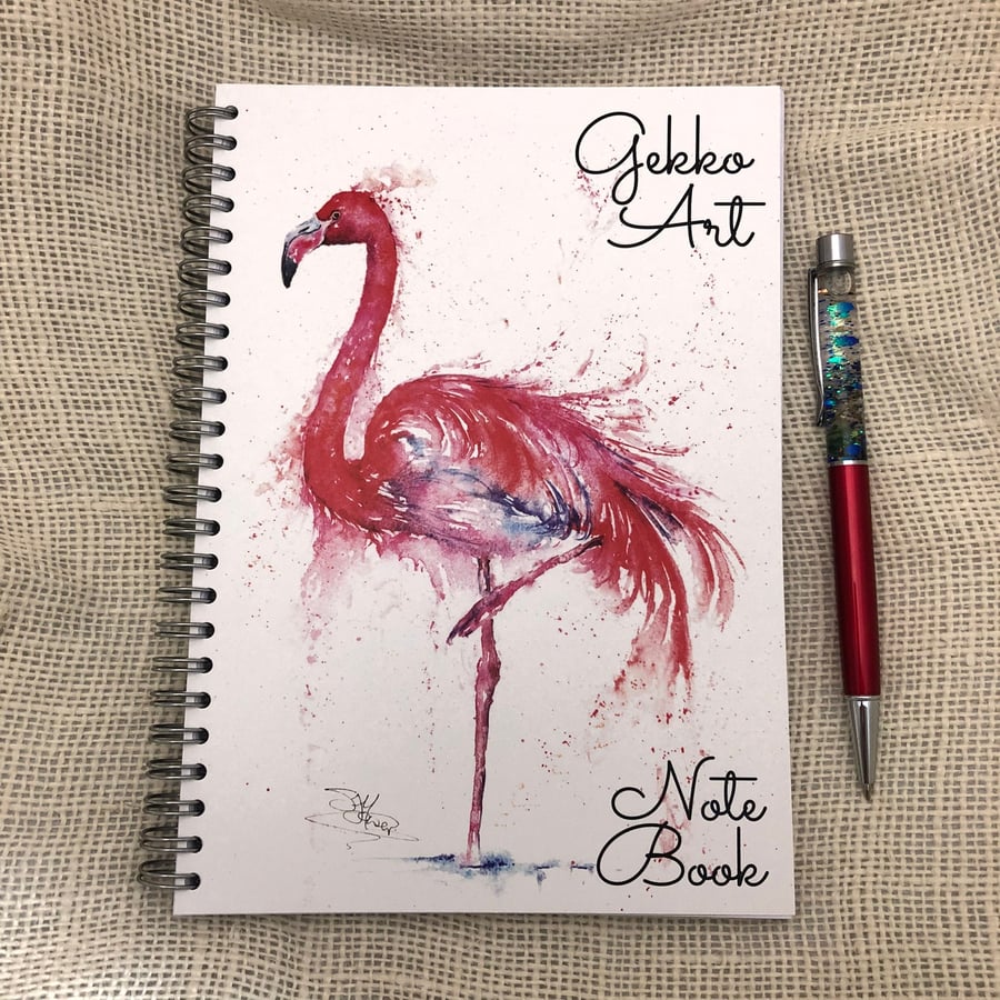 Flamingo Notebook, Ruled Paper Notepad, A5 Size, Spiral bound, Jotter, journal, 