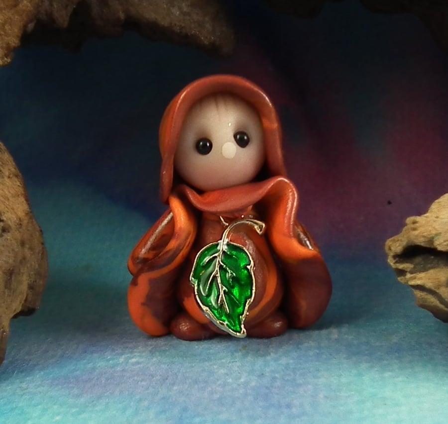 Tiny Garden Gnome 'Fernie' 1.5" OOAK Sculpt by Ann Galvin