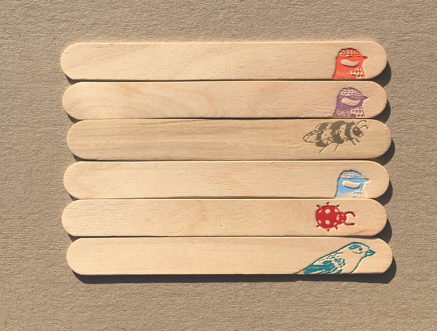 wooden plant labels x 6