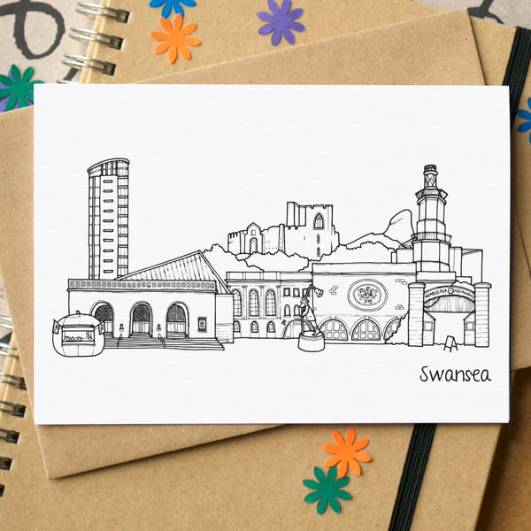 Swansea Skyline Greetings Card