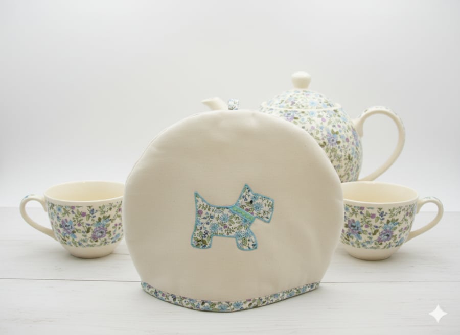  Charming Scottie Dog Floral Tea Cosy - Handcrafted for a Perfect Cuppa! 