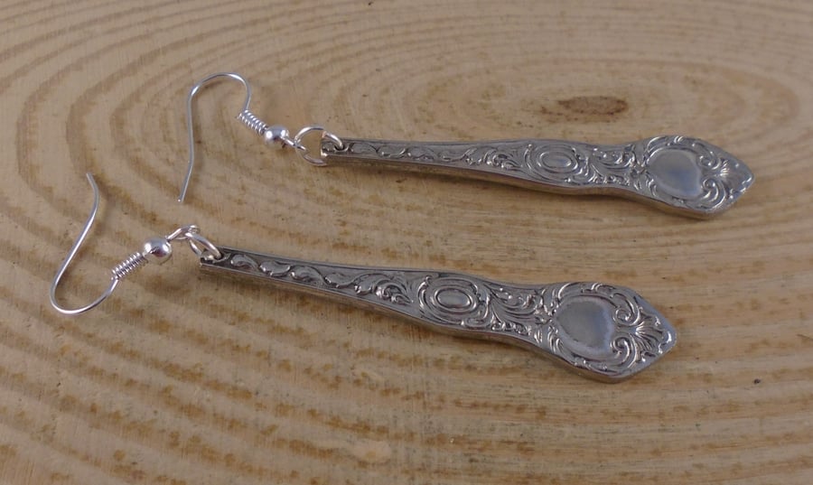 Upcycled Silver Plated Eddy Sugar Tong Handle Earrings SPE072013