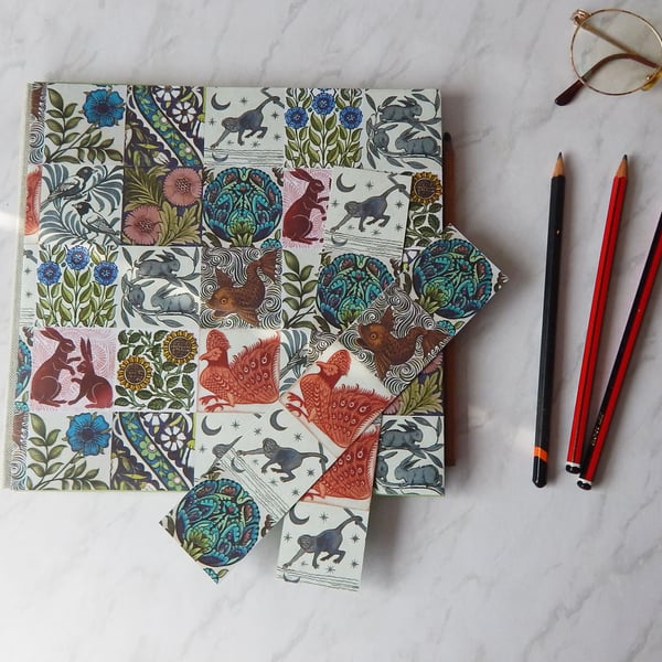 Handmade Paper Sketchbook, Arts and Crafts Morris & Co Tiles design. 