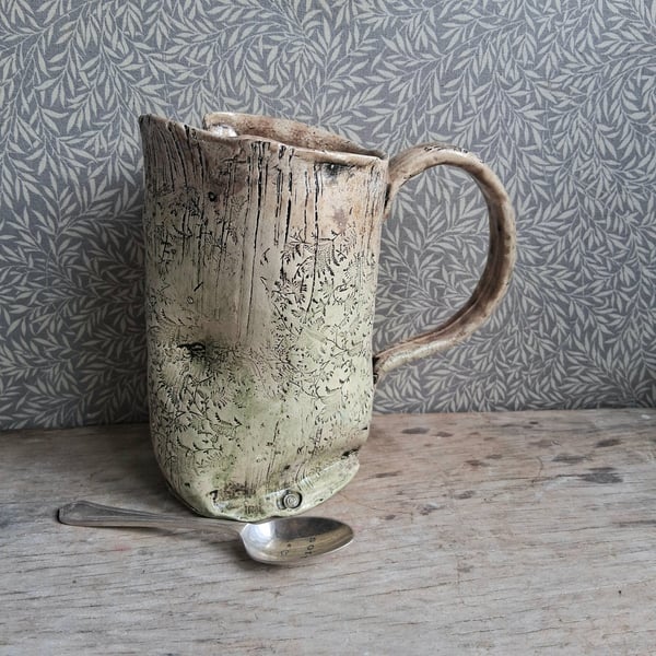 wooden look tree trunk coffee cup, tankard, pint,elven tea mug ceramic