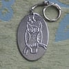 Handmade Owl Keyring in Pewter