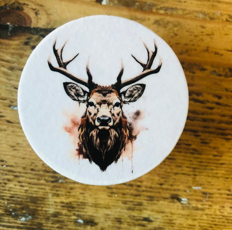 Handmade Stag head decoupaged pine wardrobe cup... Folksy