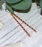 Earrings, Sterling Silver & Copper Long Elegant Spiral Twist Droppers - Image 1