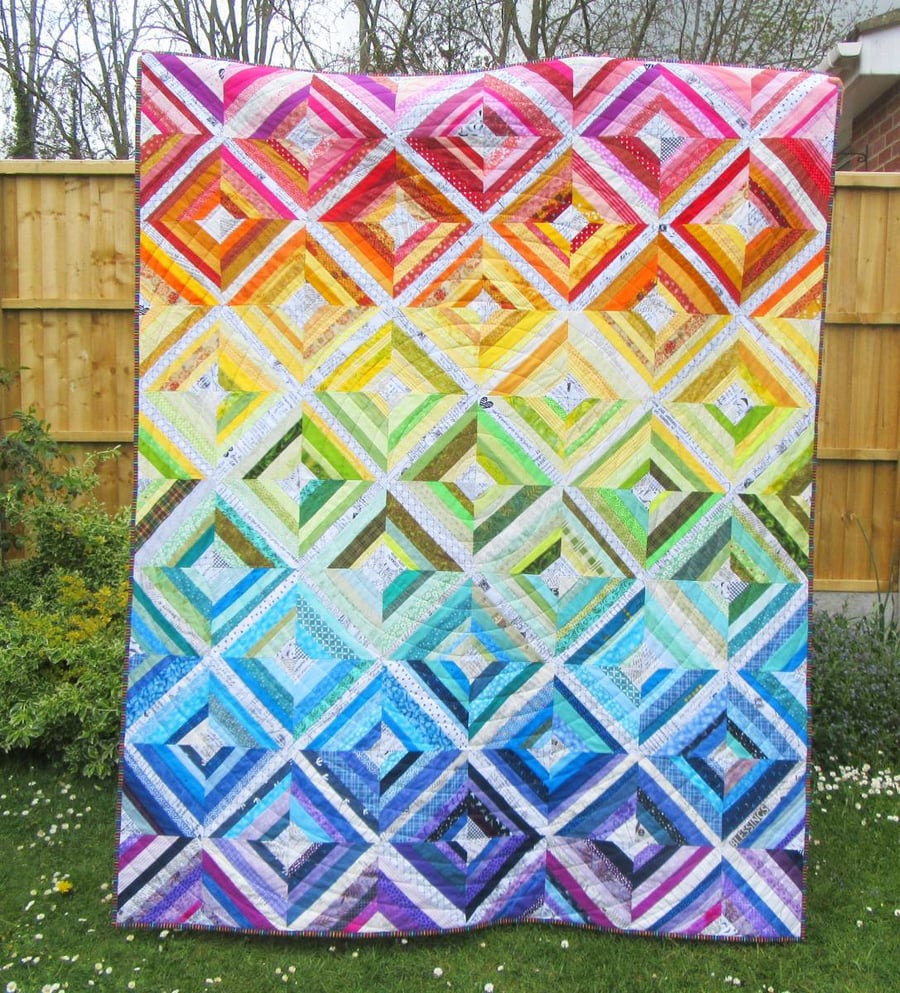 Large Rainbow Patchwork Quilt
