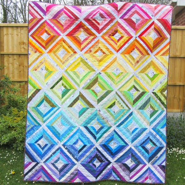 Large Rainbow Patchwork Quilt