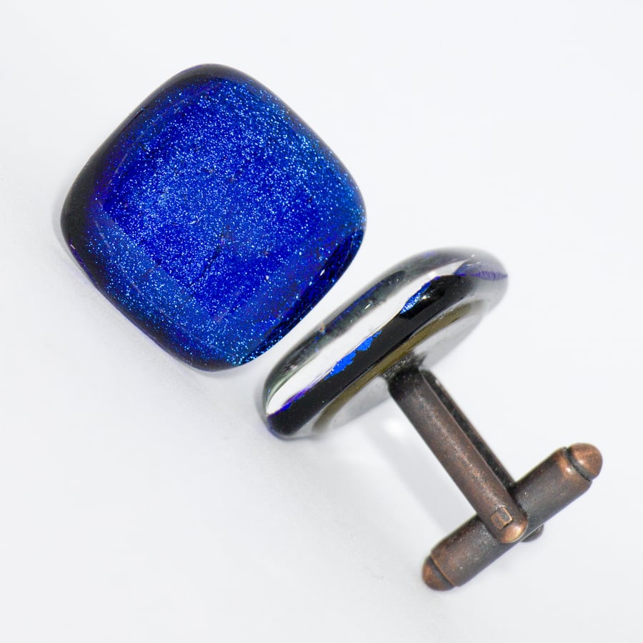 Royal Blue Fused Glass Cufflinks - 4054
