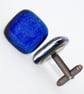 Royal Blue Fused Glass Cufflinks - 4054