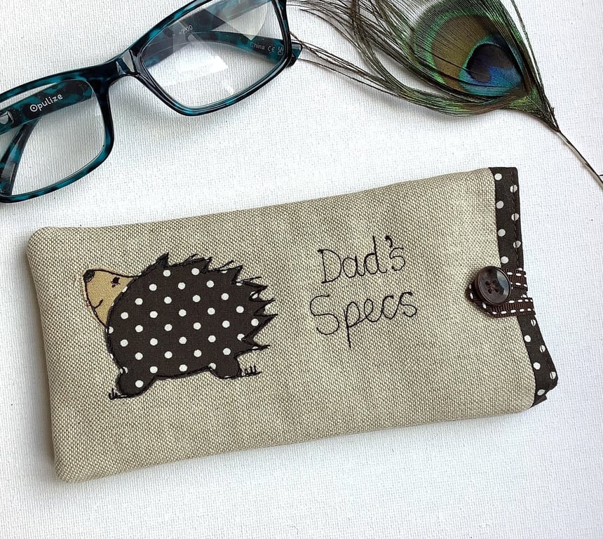 Personalised Hedgehog Glasses Case - Customisable Spectacles Sunglasses