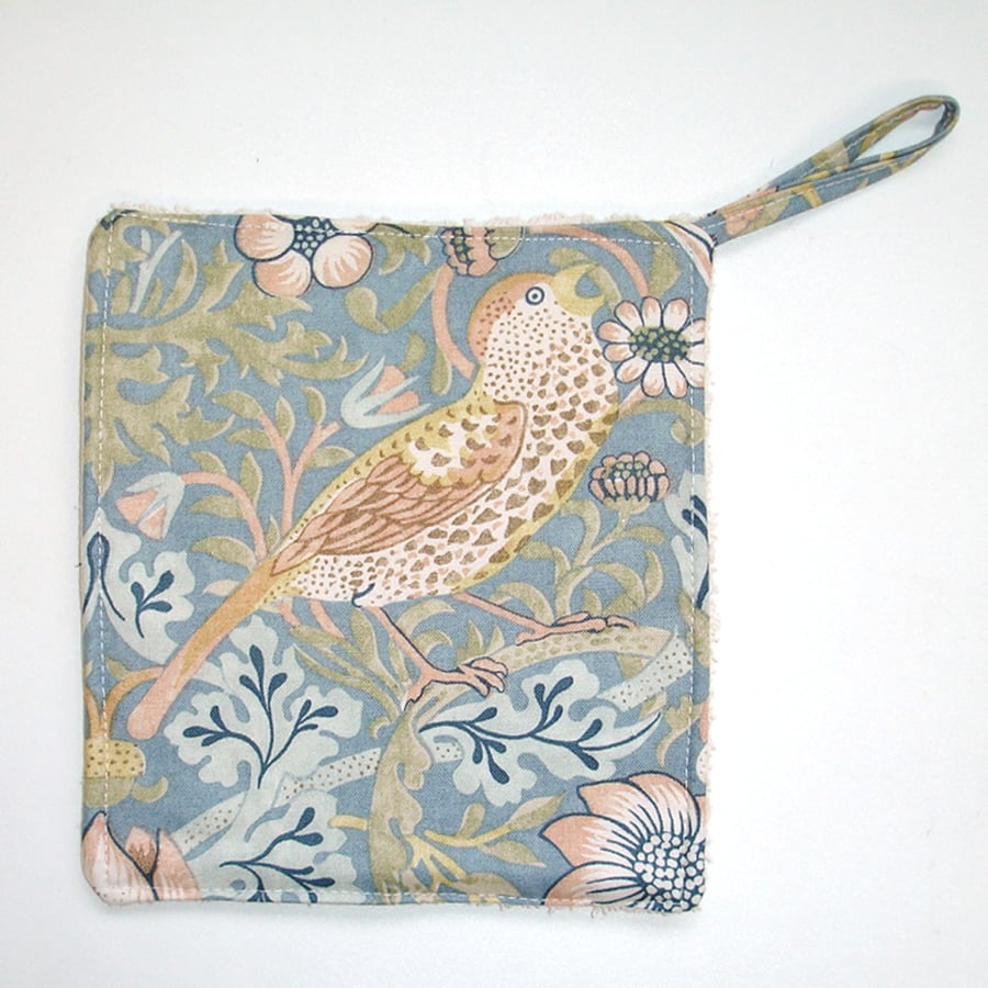 Pot Holder William Morris Strawberry Thief Birds Grab Mat Kitchen Pad Duck Egg
