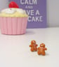 Retro gingerbread man earrings STUD, DROP or CLIP ON, unique, handmade novel