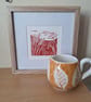 An original handprinted linoprint of an autumnal scene. 'Autumn' - Image 2