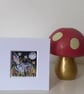 Mounted ACEO Nocturnal Woodland Hare Rabbit with Mushrooms Watercolour Edition 