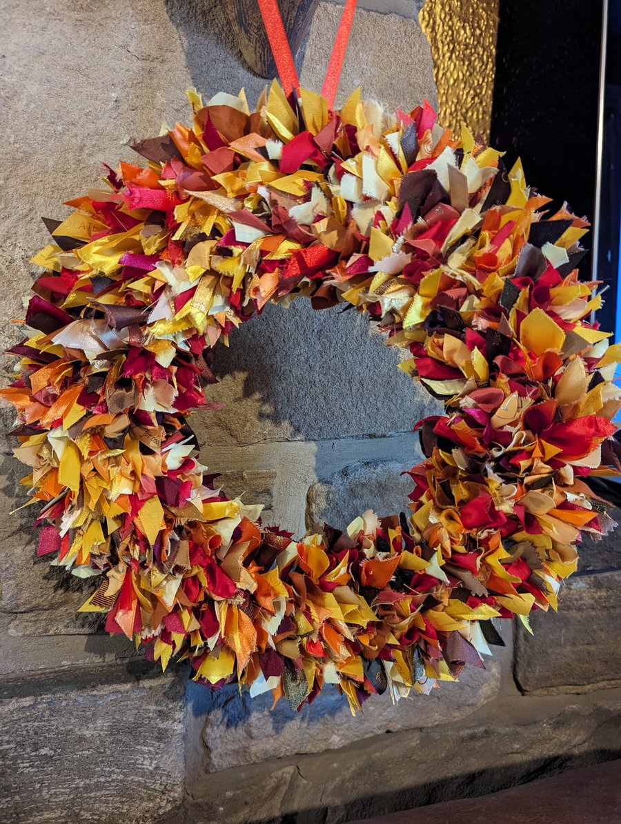 Handmade Upcycled Guilt Free Wreath autumn fall