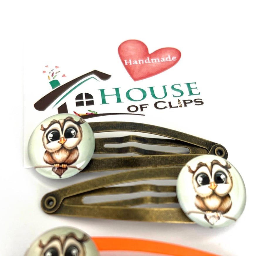 Twit Twoo Hair Clips x2 - Owl Non Slip Barrettes - Great Gift For Girls - Hedwig