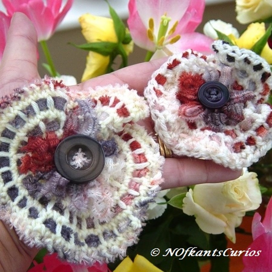 Crochet & Ribbon Duo Corsage & Handbag Embelishment set