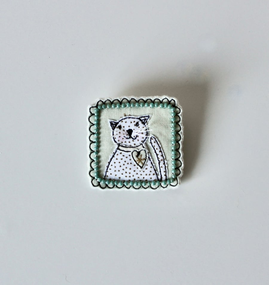 'Kitty Cat 2' - Handmade Brooch