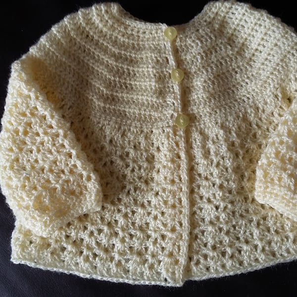 Crochet Pale Yellow Matinee Jacket